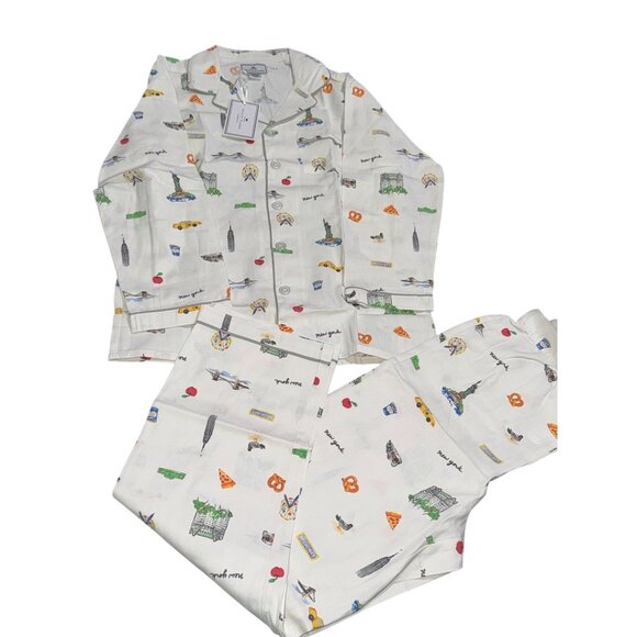 Petite Plume New York Pajama Set Size 10 Kids Flannel Button-Up Sleepwear - Picture 1 of 13